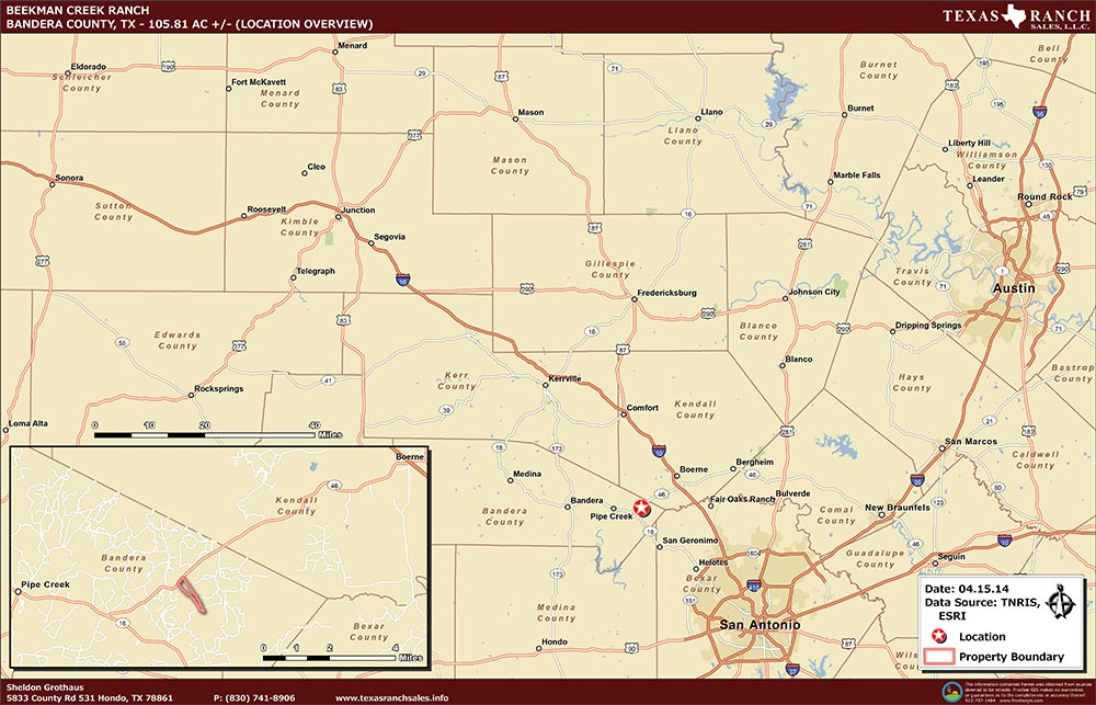 105 Acre Ranch Bandera Location Map Map