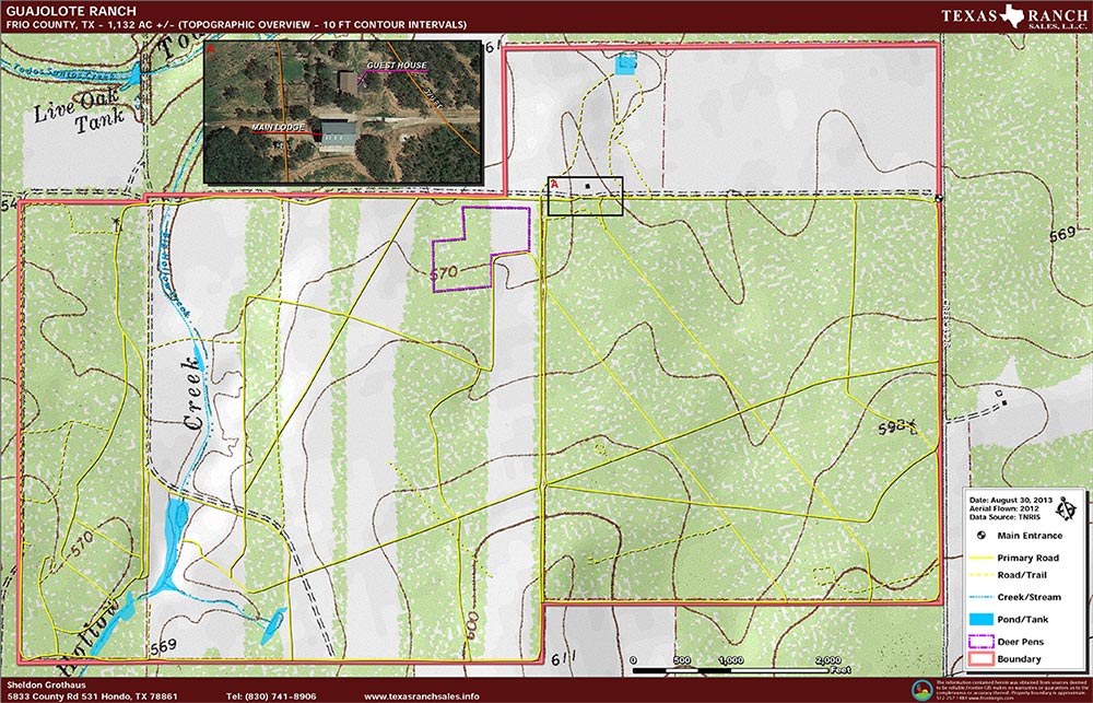 1132 Acre Ranch Frio Topography Map