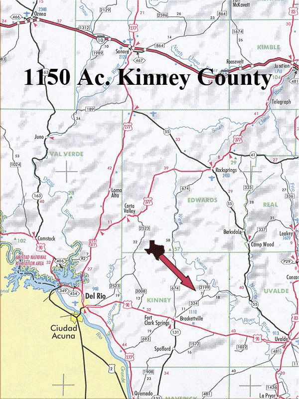 1150 Acre Ranch Kinney Location Map Map