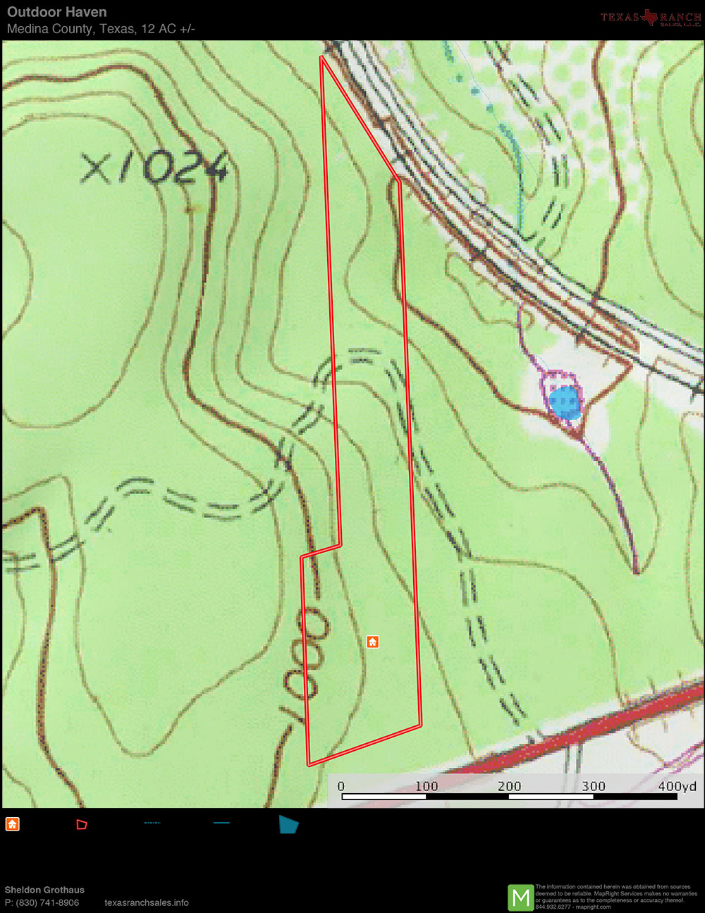 12 Acre Ranch Medina Topography Map