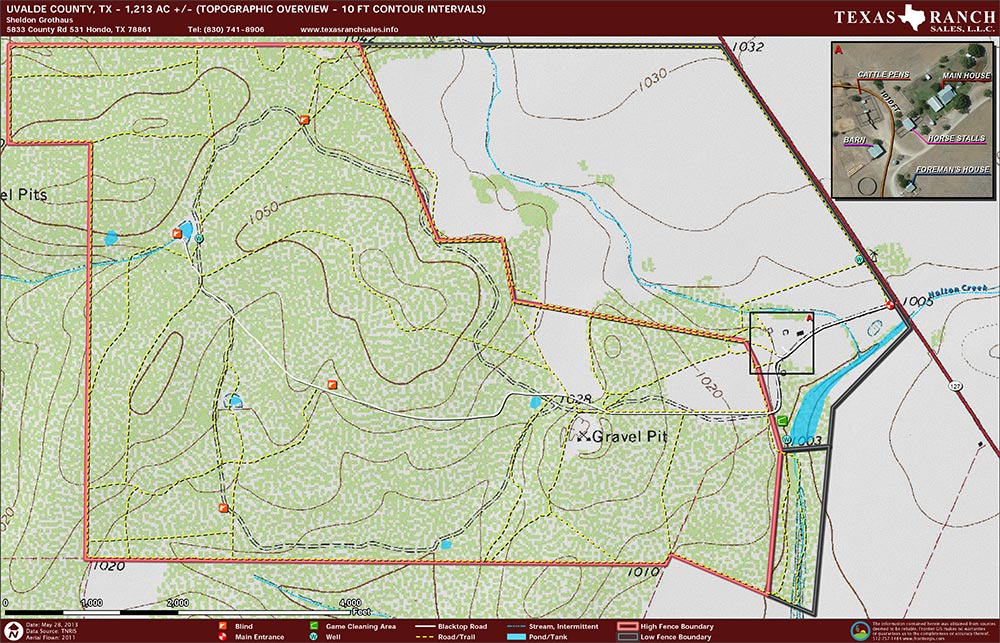 1213 Acre Ranch Uvalde Topography Map