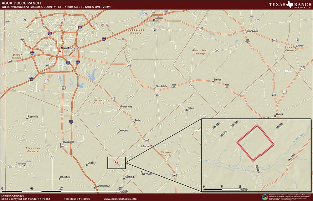 1289 Acre Ranch Atascosa, Karnes, Wilson Location Map Map