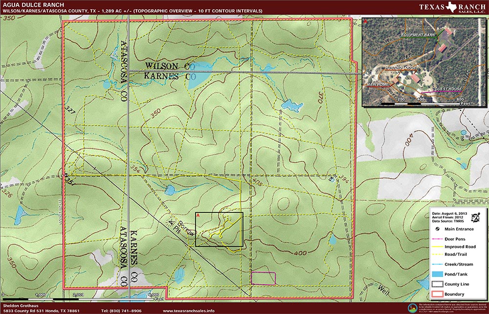 1289 Acre Ranch Atascosa, Karnes, Wilson Topography Map
