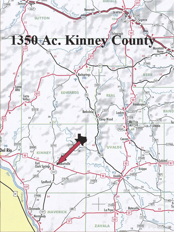 1350 Acre Ranch Kinney Location Map Map