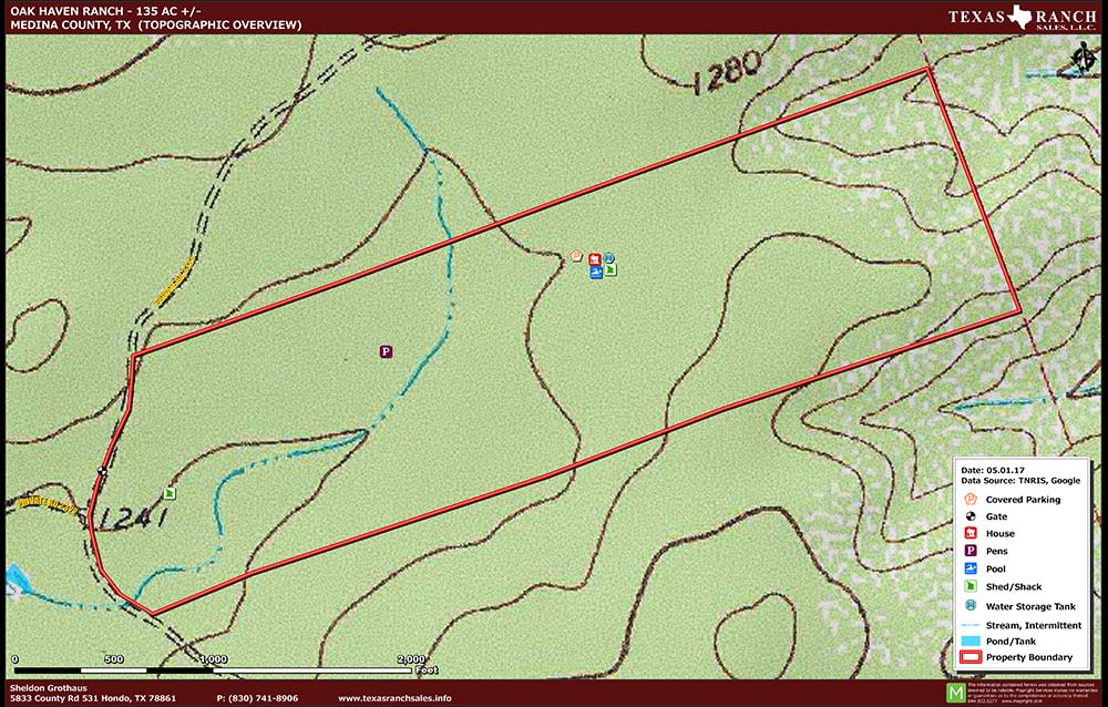 135 Acre Ranch Medina Topography Map