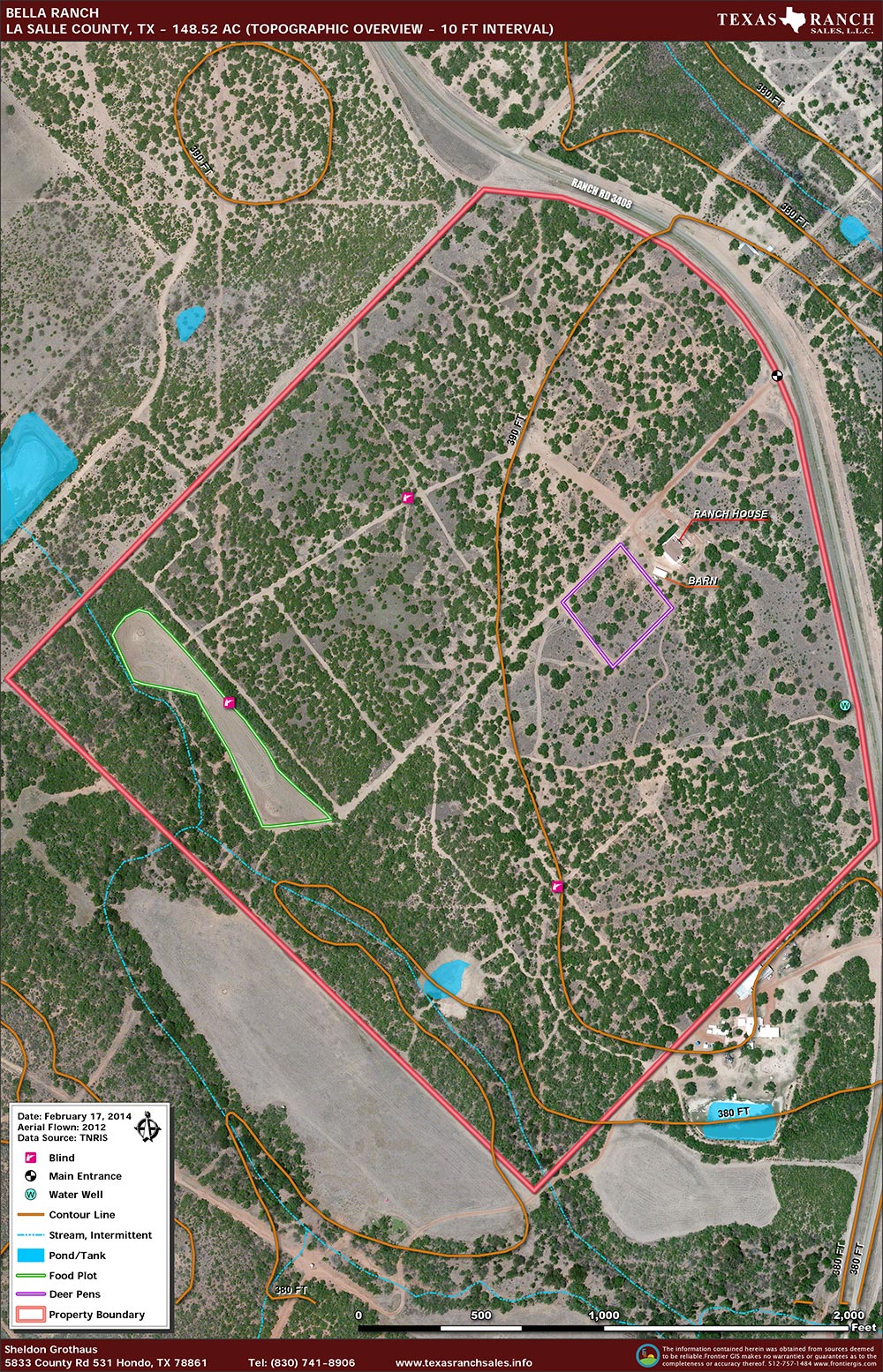 148 Acre Ranch La Salle Topography Map