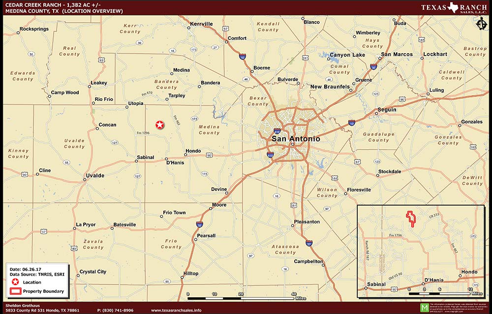1382 Acre Ranch Medina Location Map Map
