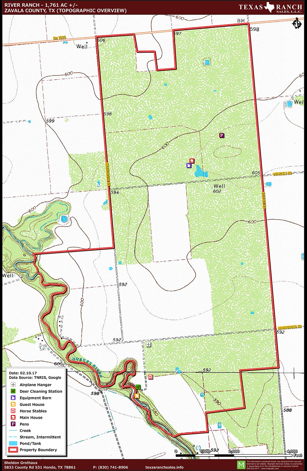 1761 Acre Ranch Zavala Topography Map
