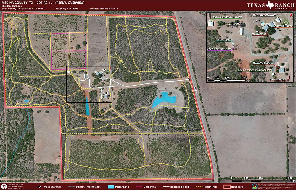 208 Acre Ranch Medina Aerial Map