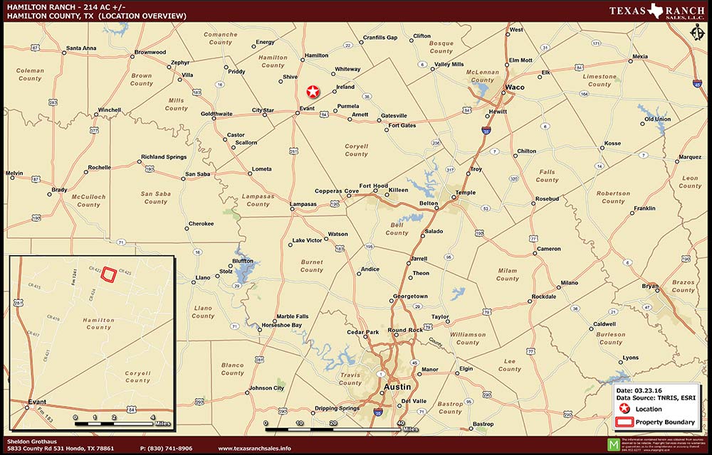 214 Acre Ranch Hamilton Location Map Map