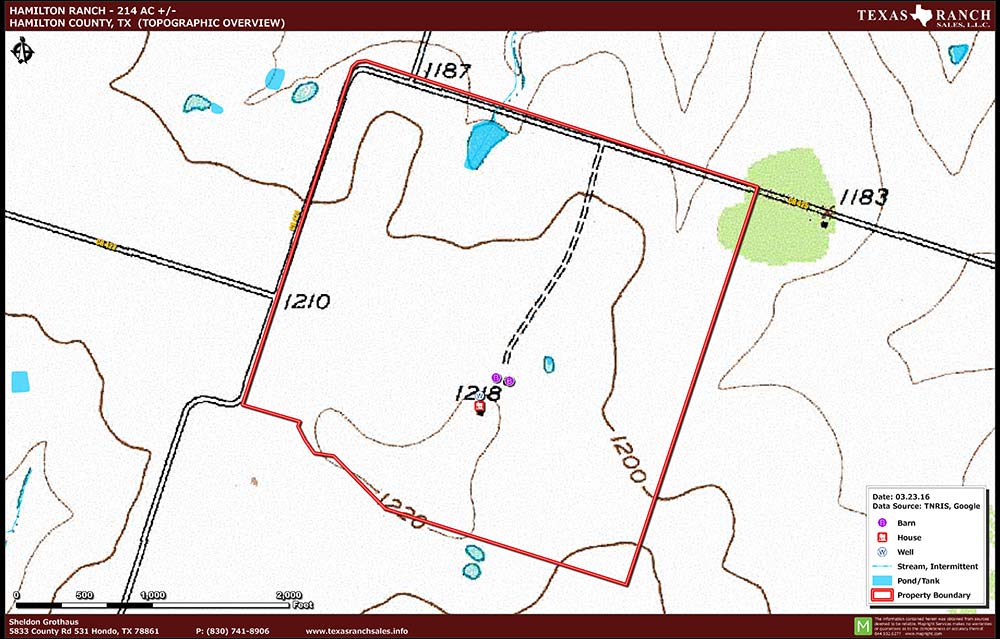 214 Acre Ranch Hamilton Topography Map