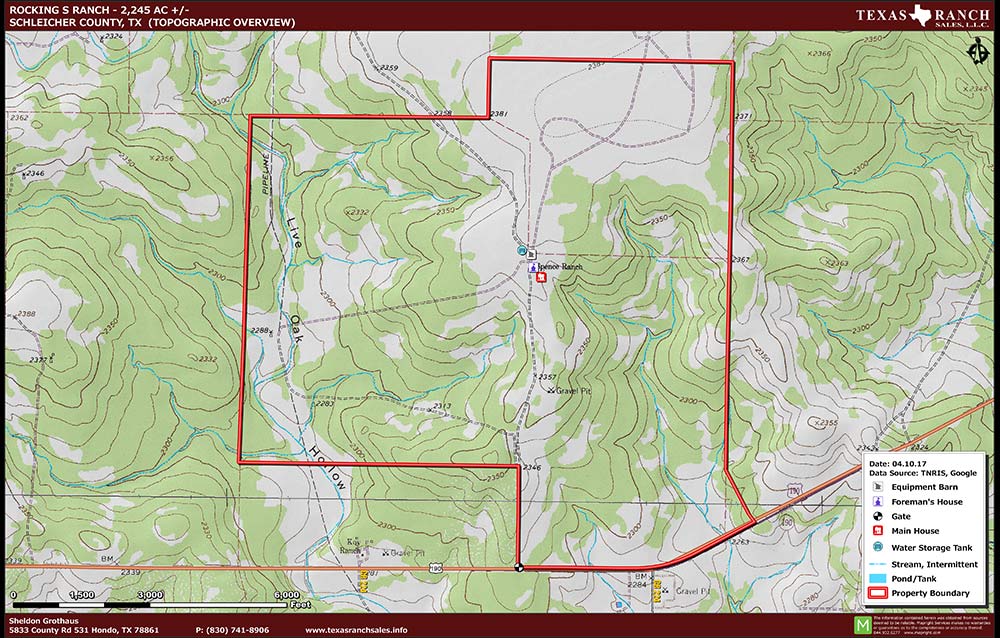 2245 Acre Ranch Schleicher Topography Map