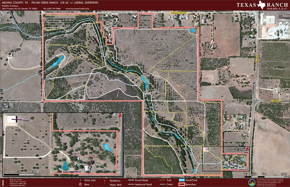 278 Acre Ranch Medina Aerial Map