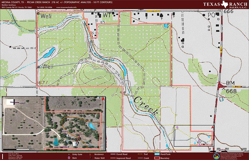 278 Acre Ranch Medina Topography Map