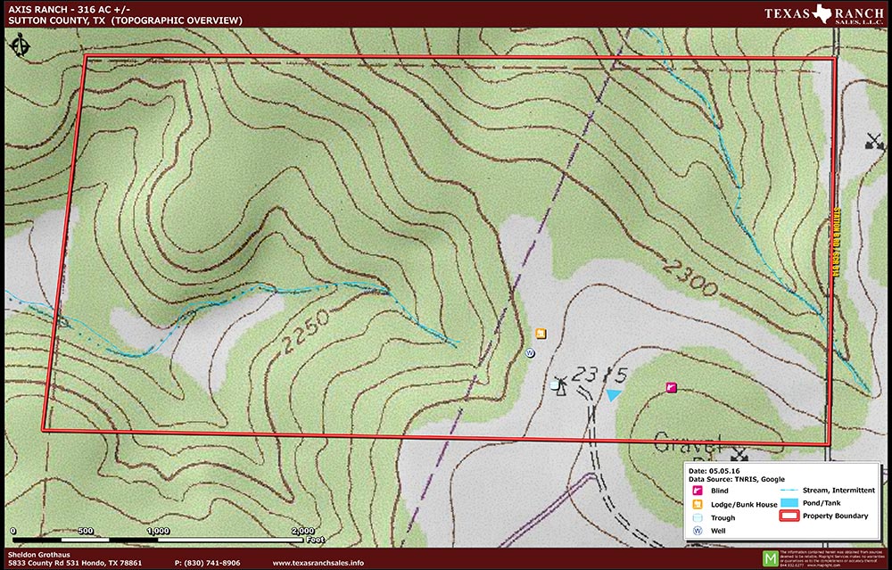 316 Acre Ranch Sutton Topography Map