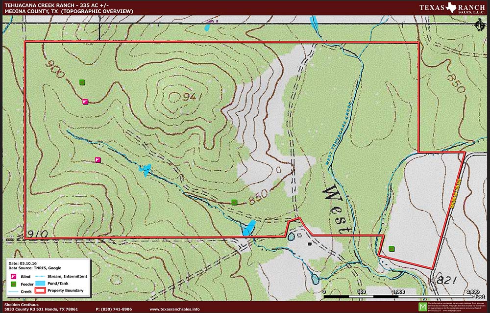 335 Acre Ranch Medina Topography Map