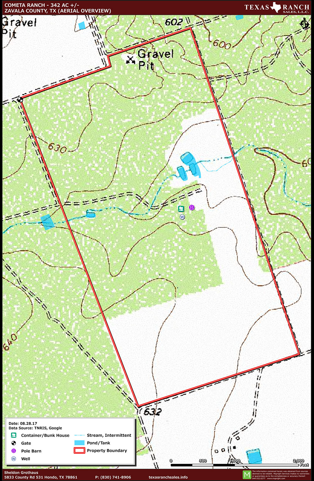 342 Acre Ranch Zavala Topography Map