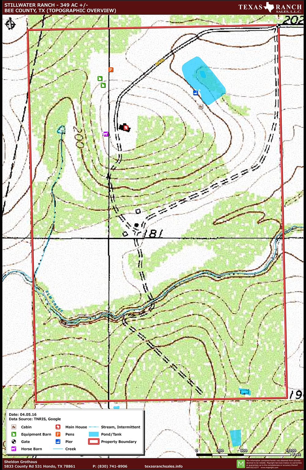 349 Acre Ranch Bee Topography Map