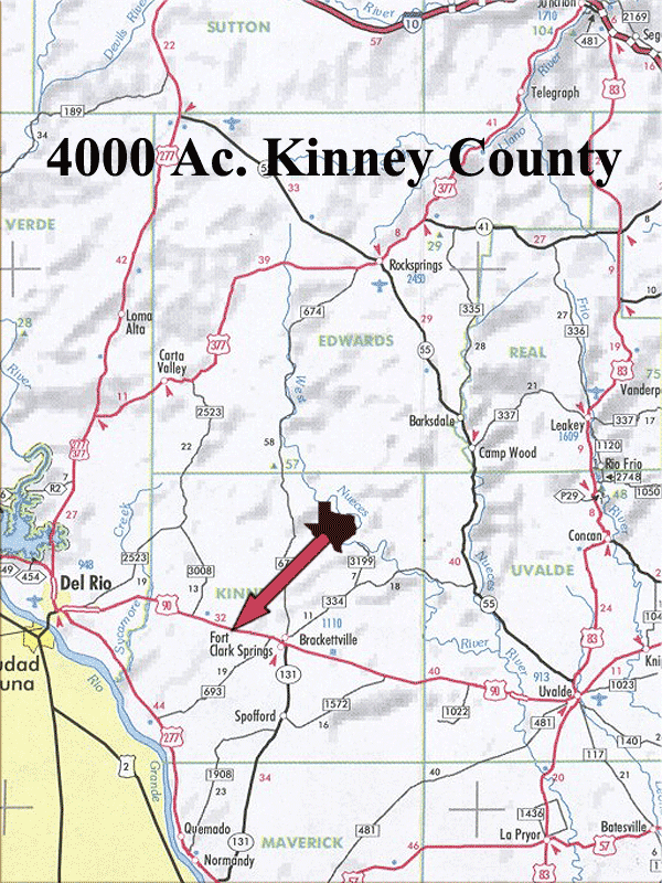 4000 Acre Ranch Kinney Location Map Map