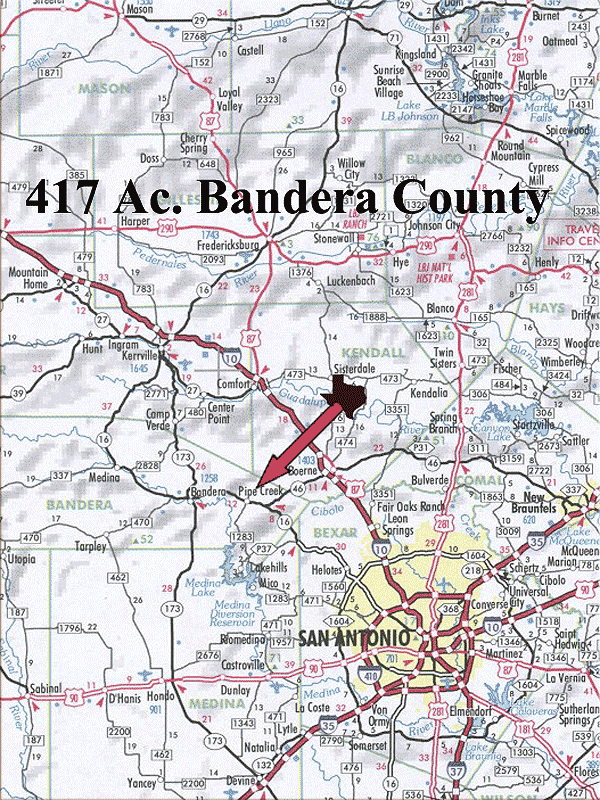 417 Acre Ranch Bandera Location Map Map