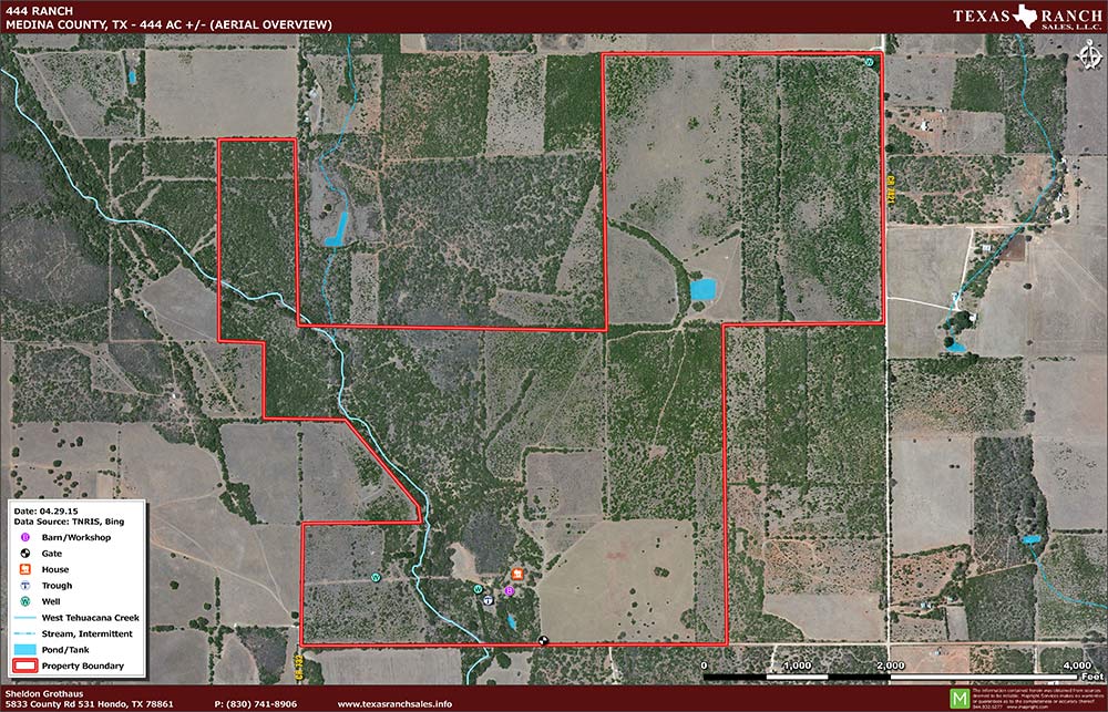 444 Acre Ranch Medina Aerial Map