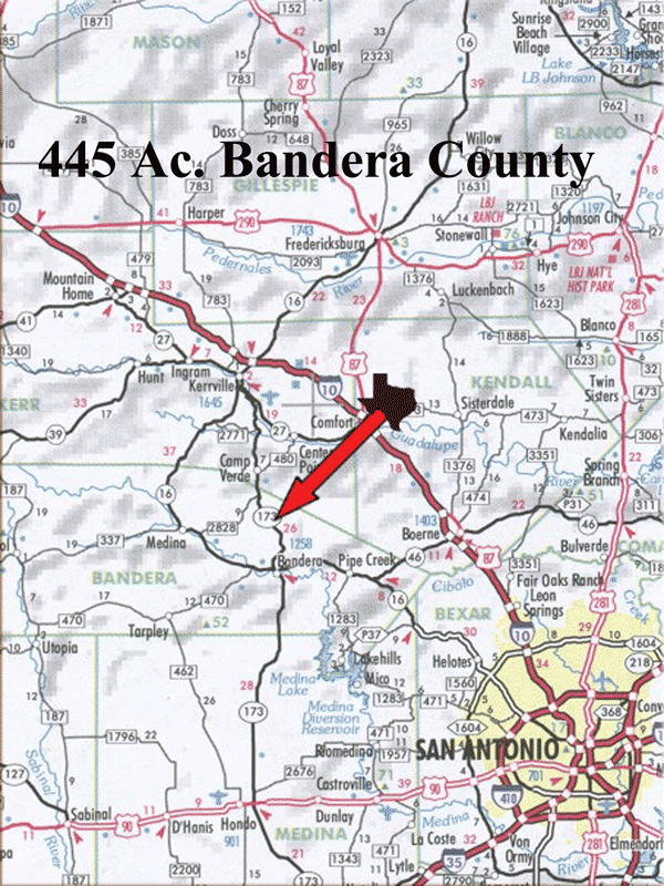 445 Acre Ranch Bandera Location Map Map