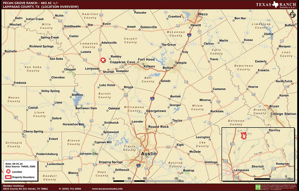 483 Acre Ranch Lampasas Location Map Map