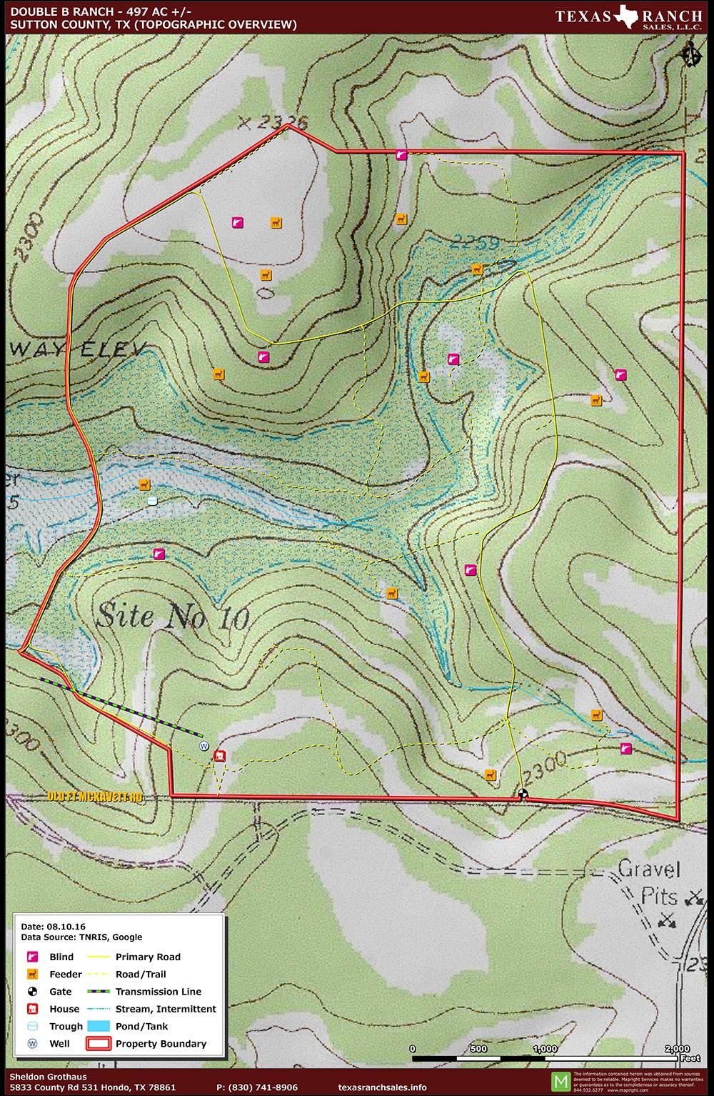 497 Acre Ranch Sutton Topography Map