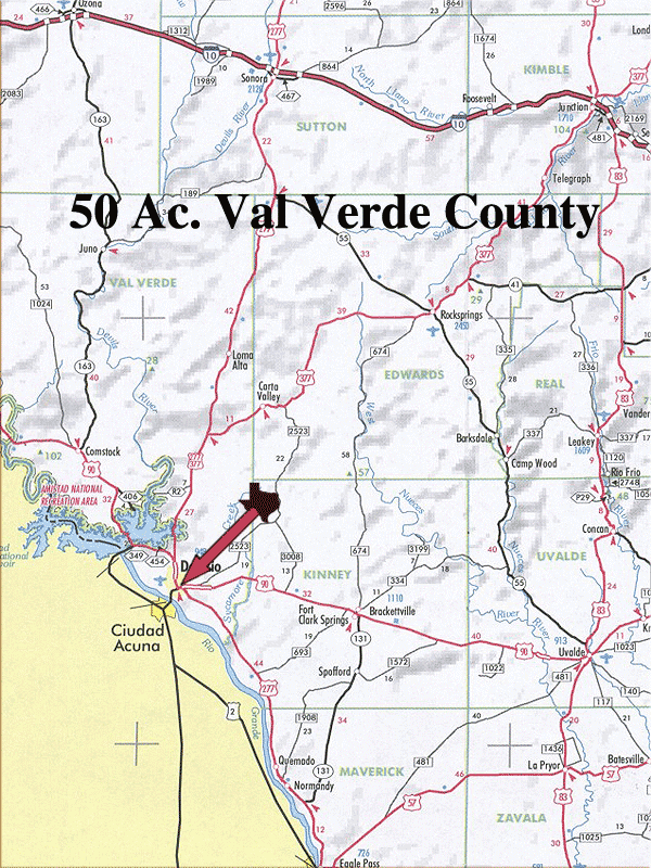 50 Acre Ranch Val Verde Location Map Map