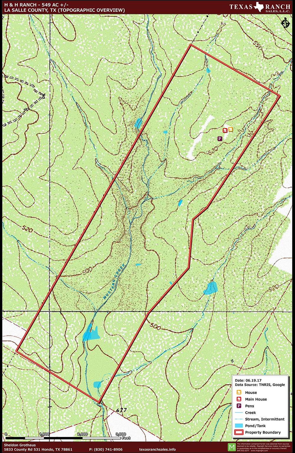 549 Acre Ranch La Salle Topography Map