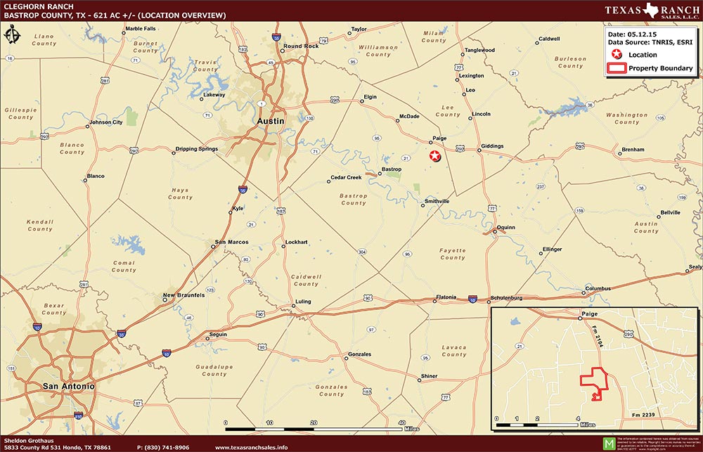 621 Acre Ranch Bastrop Location Map Map