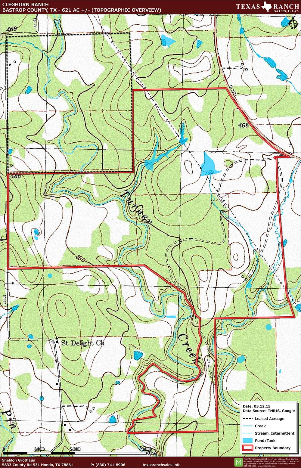 621 Acre Ranch Bastrop Topography Map