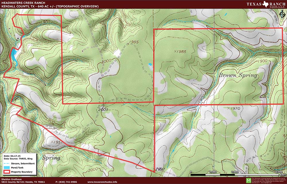 640 Acre Ranch Kendall Topography Map