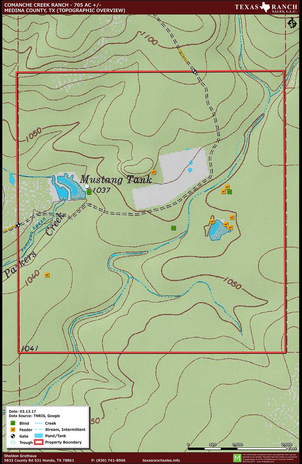 705 Acre Ranch Medina Topography Map