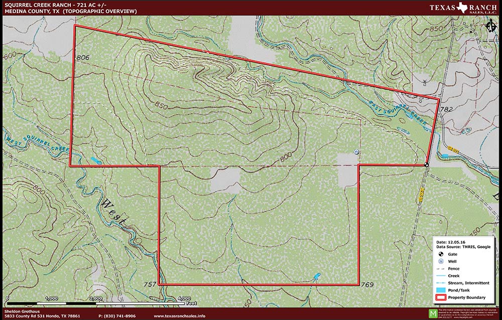 721 Acre Ranch Medina Topography Map