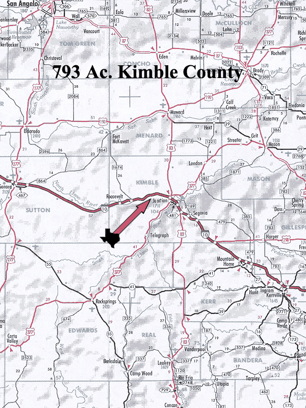 793 Acre Ranch Kimble Location Map Map