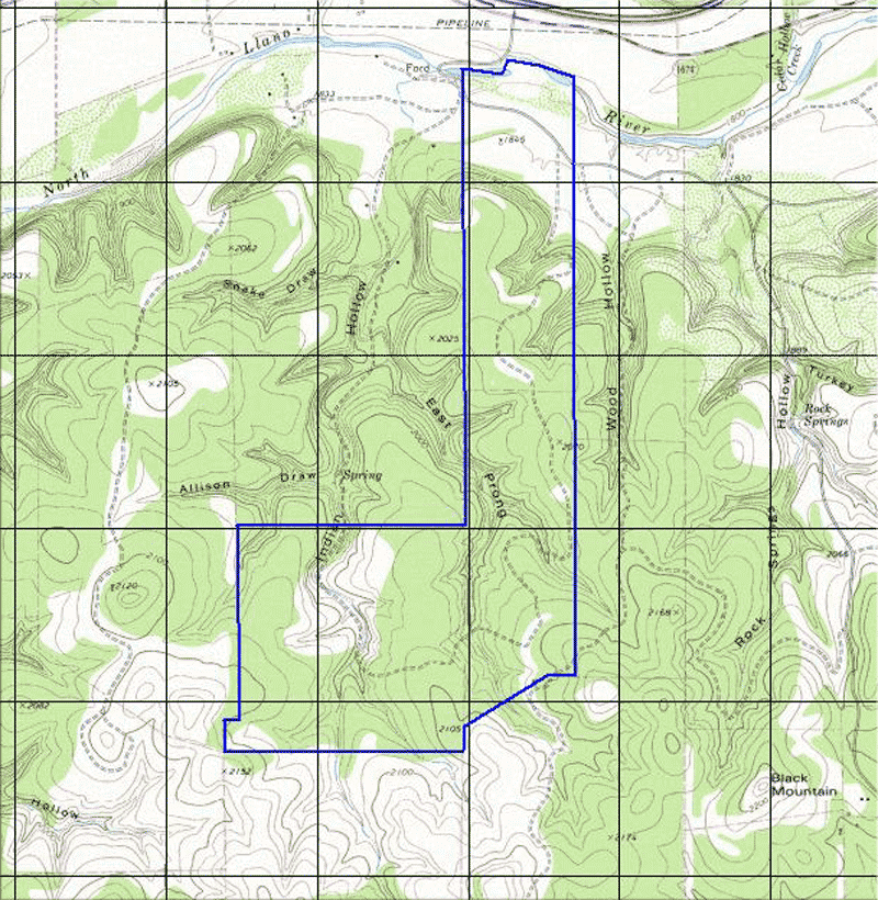 793 Acre Ranch Kimble Topography Map