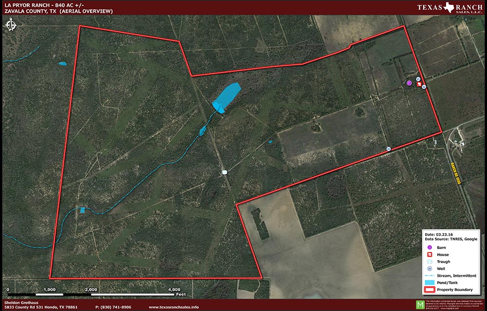 840 Acre Ranch Zavala Aerial Map