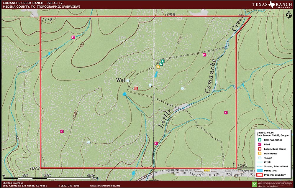 928 Acre Ranch  Topography Map