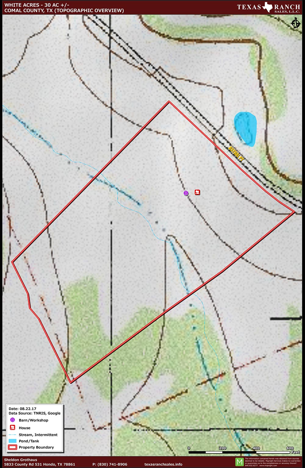 30 Acre Ranch comal Topography Map