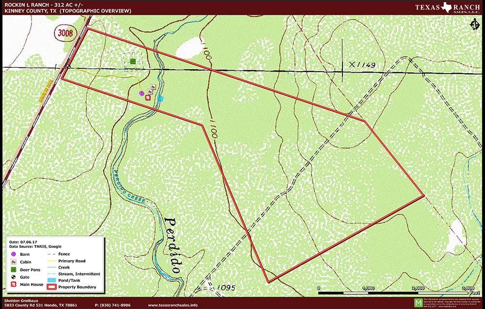 312 Acre Ranch Kinney Topography Map