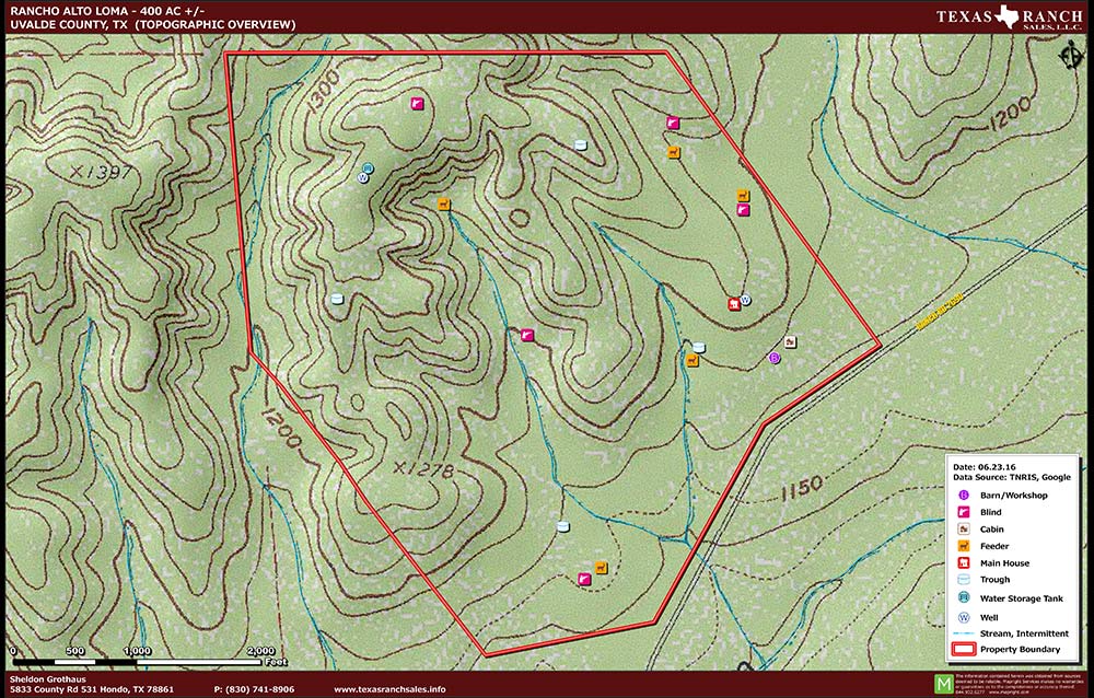400 Acre Ranch Uvalde Topography Map