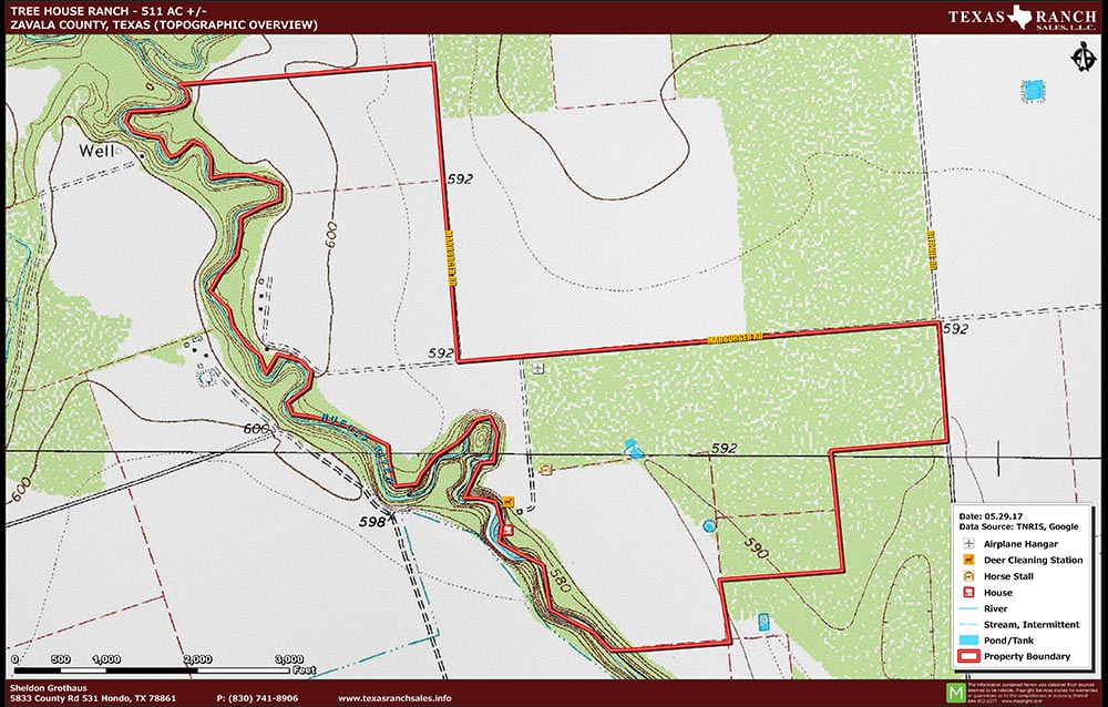 511 Acre Ranch Zavala Topography Map