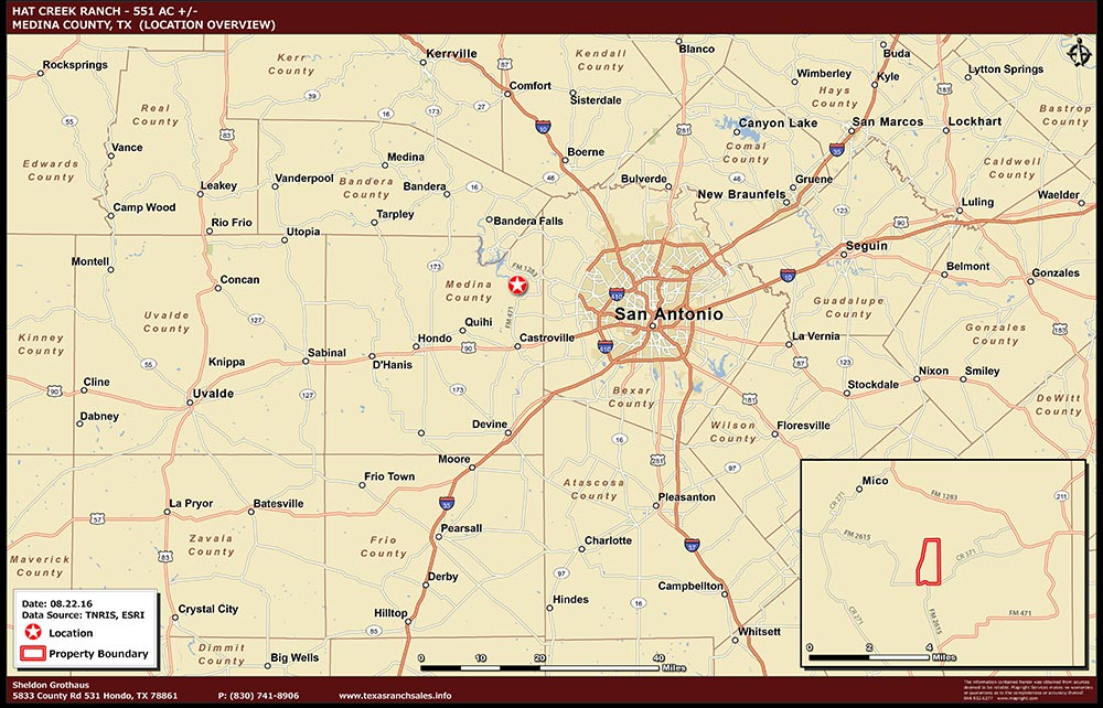551 Acre Ranch Medina Location Map Map