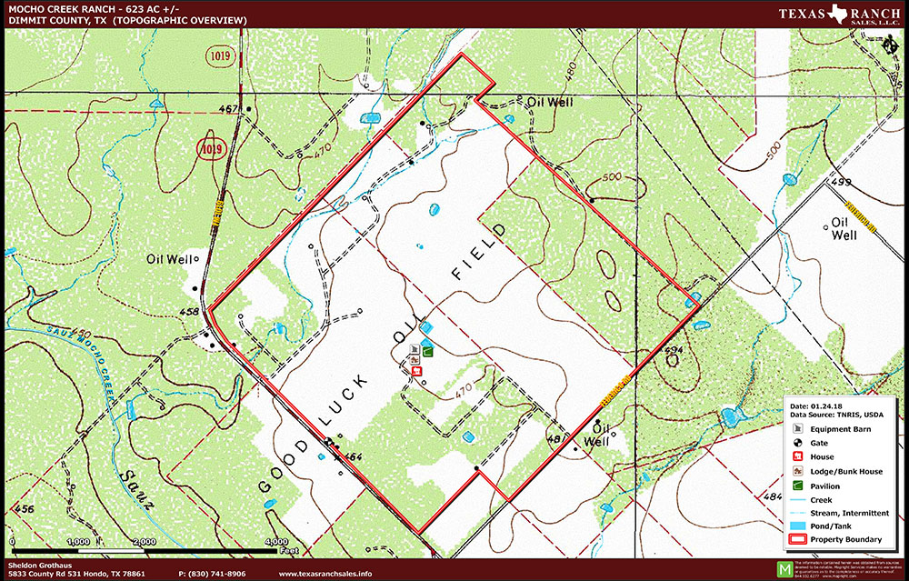 623 Acre Ranch Dimmit Topography Map