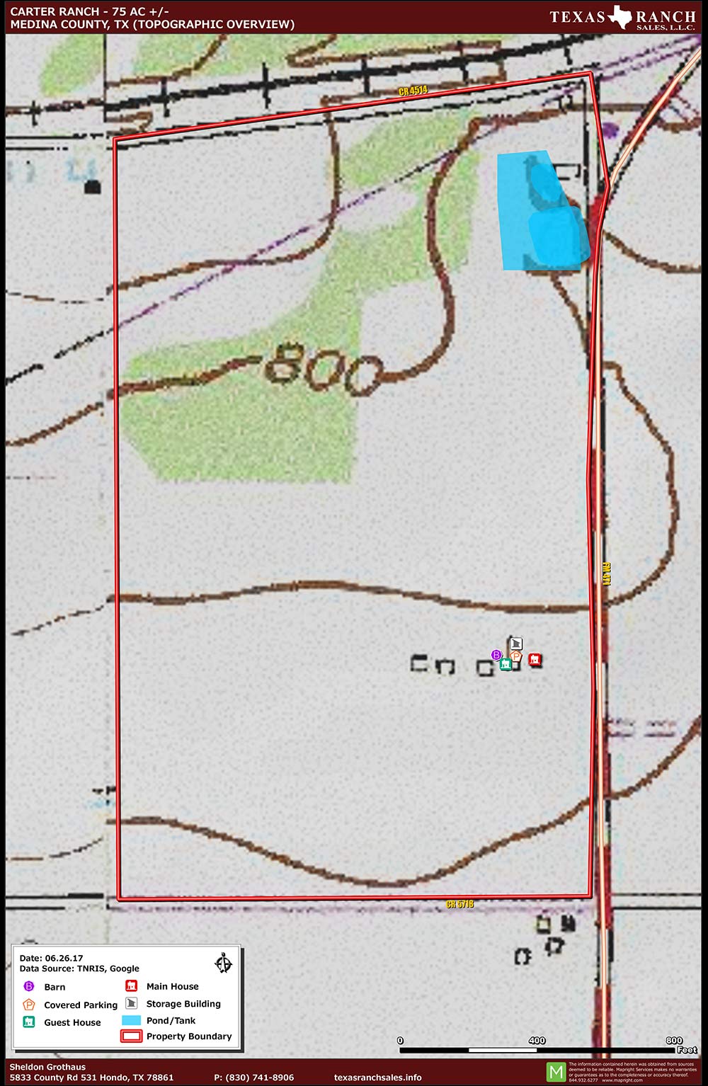75 Acre Ranch Medina Topography Map