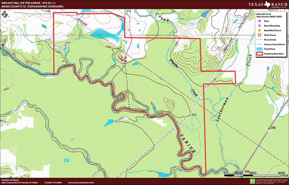 974 Acre Ranch Rains Topography Map
